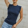 thumbnail image 5 of Tittly Spring Tops for Women Tank Top for Women Ladies Fashion Solid Color Sleeveless Crew Neck Slim Ribbed Tank Top Top Sleeveless Top Vest for Women Navy S, 5 of 6