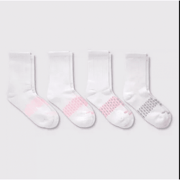 Hanes Women's 4pk Absolute Active Crew Socks - White 5-9