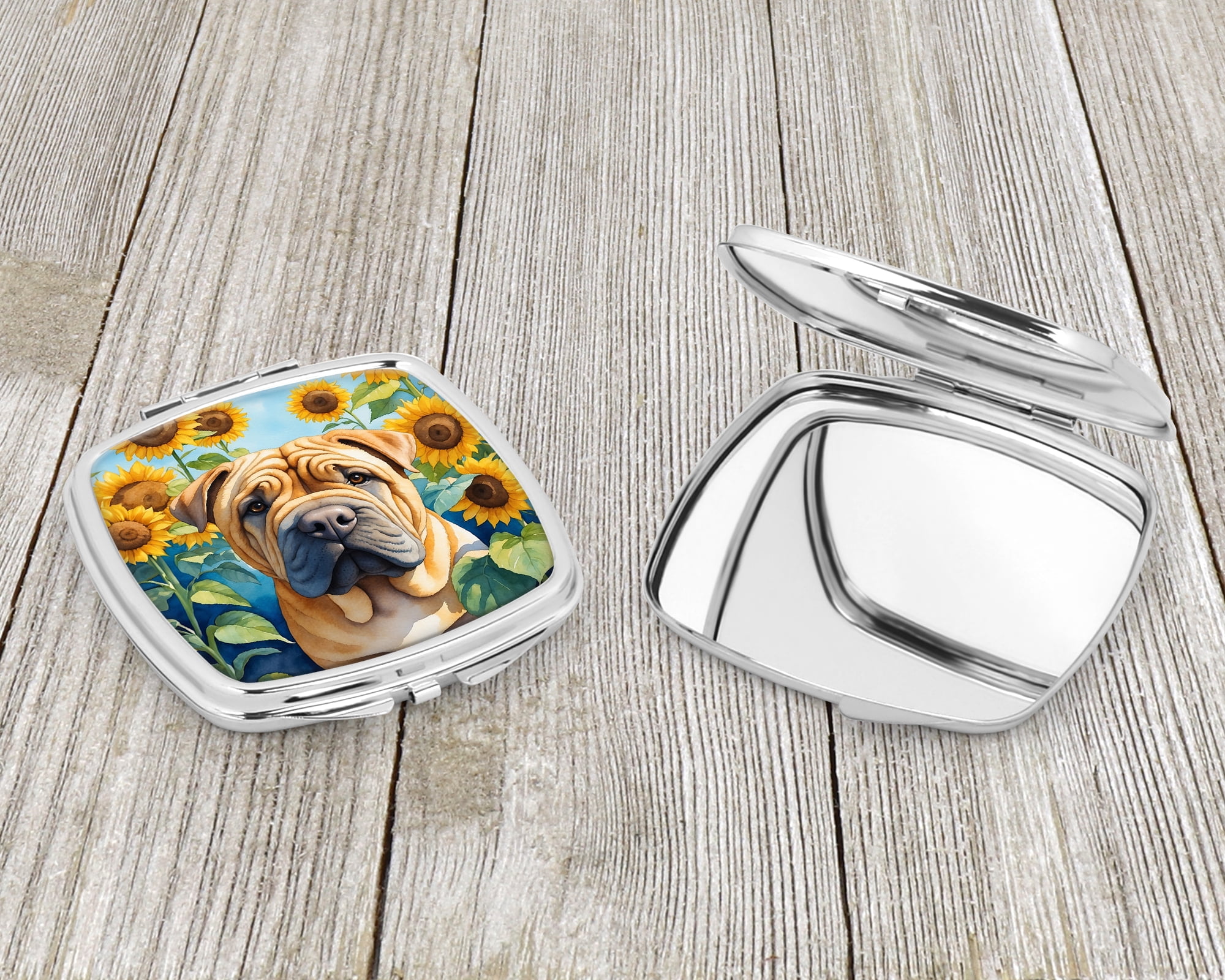 Shar Pei in Sunflowers Compact Mirror 2.75 in x 3 in