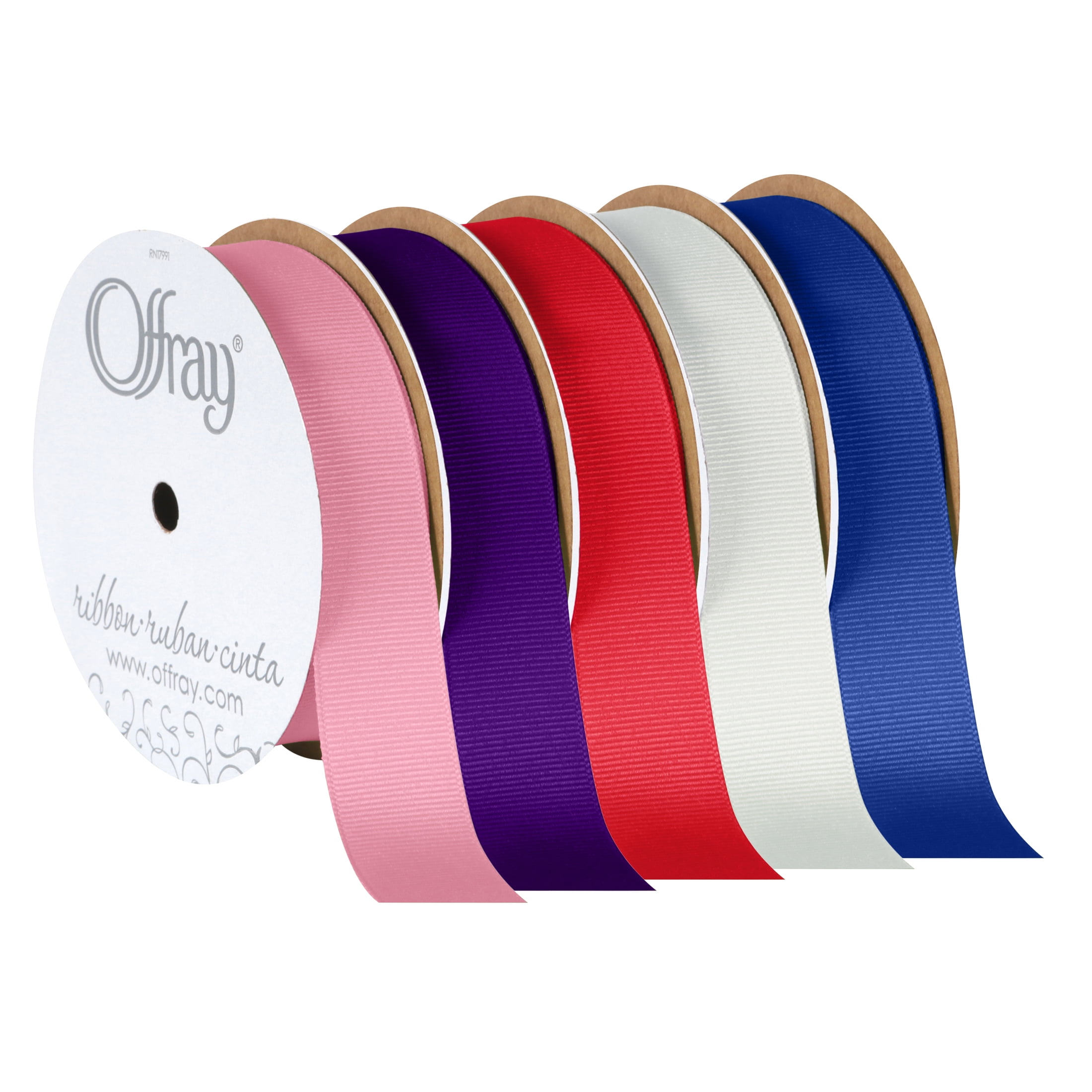 (3 pack) Offray Ribbon, White 7/8 inch Grosgrain Polyester Ribbon for Sewing, Crafts, and Gifting, 18 feet, 1 Each