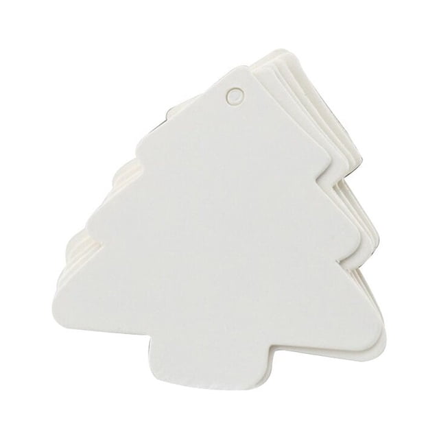 50pcs Christmas Tree Shape Label Kraft Paper Vintage Blank Name Tag Price Tags Wedding Party Gift Tags (White)