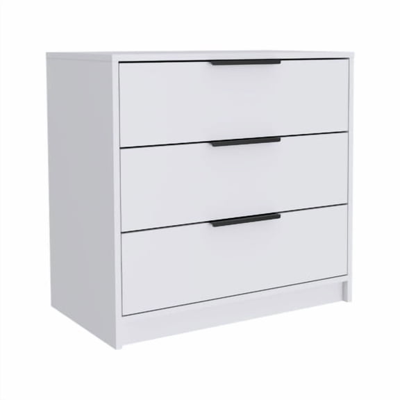 Xukmct 3 Drawer Dresser with Handle, Wood Storage Cabinet for Living Room, Bedroom, White