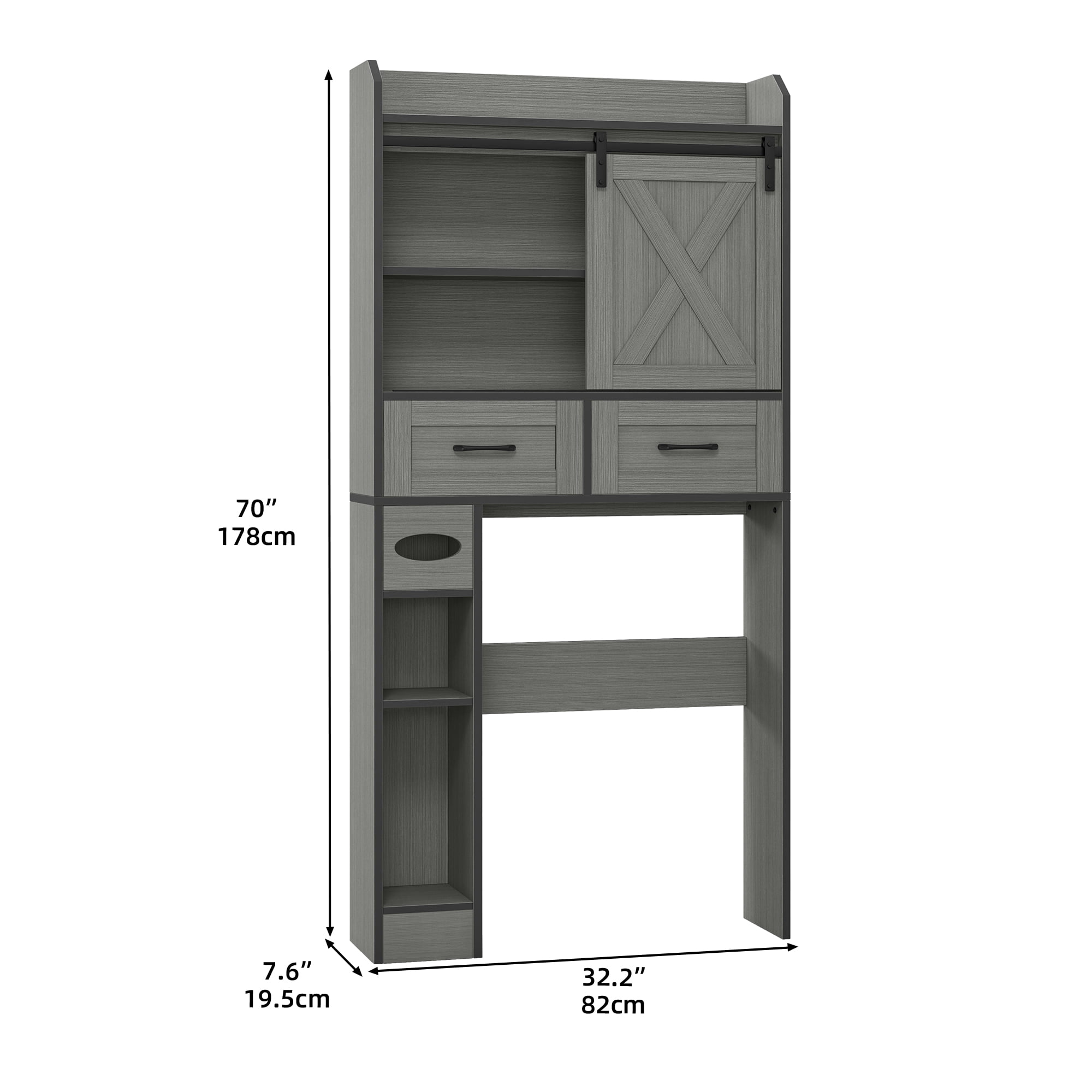 Uforic Over The Toilet Storage Cabinet,Bathroom Shelf Organizer with Storage Drawers,Toilet Paper Holder,and Adjustable Shelf