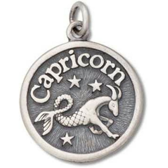 Sterling Silver 24" Unisex 1.5mm Capricorn Goat Ambitious Zodiac Horoscope Symbol Pendant Necklace