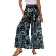 thumbnail image 2 of Women’s Casual Pants Flared Leg Wide Leg with Ties Ruffle Harem Palazzo Pants with Pockets Dark Gray M, 2 of 5