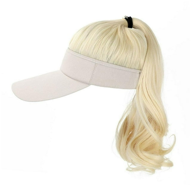 HLONK Perruque Queue de Cheval Casquette de Baseball Chapeau Perruque pour Femmes Casquette de Baseball avec Extensions de Cheveux Synthétiques Bouclés Casquette Queue de Cheval Chapeau M3J0
