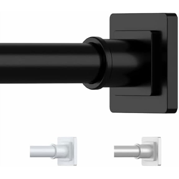 Tension Shower Curtain Rod 31-55 Inches Non-Slip Shower Rod Tension Mounted No Drill Black Shower Curtain Rods Spring Tension Rod Adjustable Tension Curtain Rod for Windows Bathroom