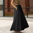 thumbnail image 5 of YTCAMLO Pleated Flowy Maxi Skirts for Women Trendy Solid Color Boho Skirt Elastic Waisted Flare Long Skirts Comfy A Line Skirt, Black S, 5 of 8