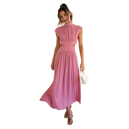 Valcatch Women s Maxi Dresses Sleeveless Mock Neck Slimming Dress