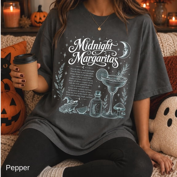 Midnight Margaritas Shirt, Witchy Coctail T-Shirt, Vintage Halloween Practical Magic Shirt
