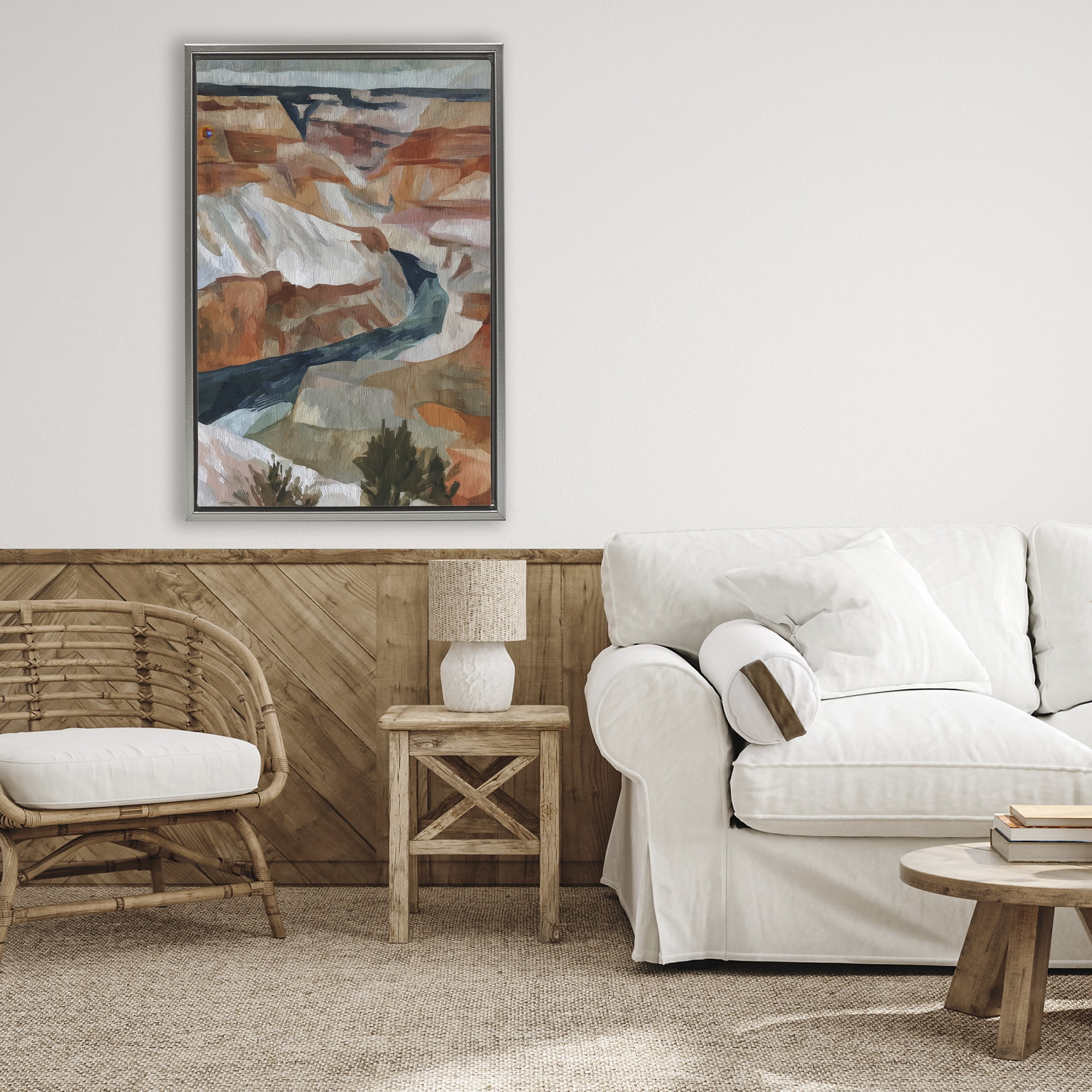 Stupell Industries Canyon Rim Textures Impression Gray Framed Floater Canvas Wall Art, design by Chromatic Storm Studio