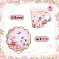 thumbnail image 2 of 50 Sets Blossom Party Paper Tea Cups and Saucer Disposable Blossom Party Supplies Vintage Floral Teacup Set Pink Tea Favor for Garden Birthday Bridal Wedding, 2 of 7