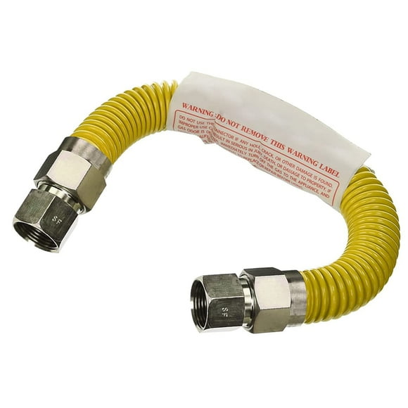 Highcraft GUHD-ZD12-12C Gas Line Hose 5/8'' O.D. x 12'' Length with 1/2 in. FIP Fitting, Yellow Coated Stainless Steel Flexible Connector, 12 Inch