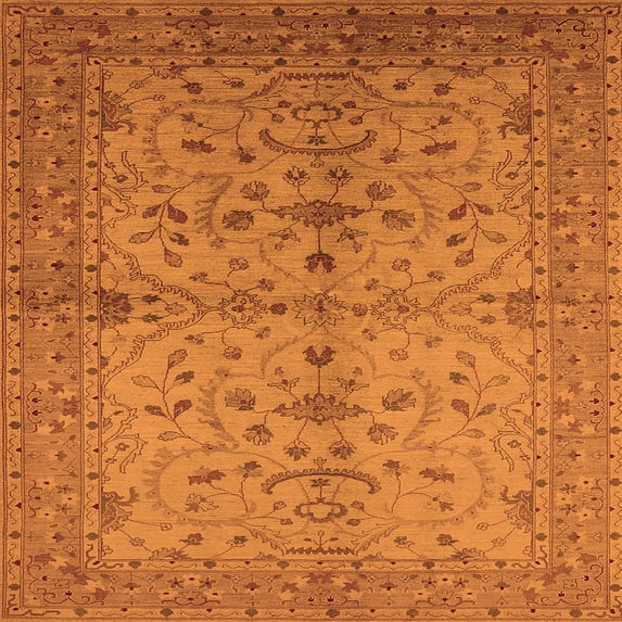 Ahgly Company Indoor Square Oriental Orange Industrial Area Rugs, 7' Square