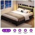thumbnail image 3 of Greenstell Full Size Bed Frame with Storage Headboard, LED Lights, Charging Station, 4 Drawers, Heavy-Duty Metal Platform Bed with USB & Type-C Ports,Dark Gray, 3 of 7