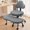 Gray-PU Leather, variant on Primy Cross Legged Swivel Chair, ADHD Meditation Yoga Chair, Ergonomic Kneeling Chair for Adults with Wide Seat, 360° Swivel Retractable Footrest, Adjustable Height and Teddy Fabric, White
