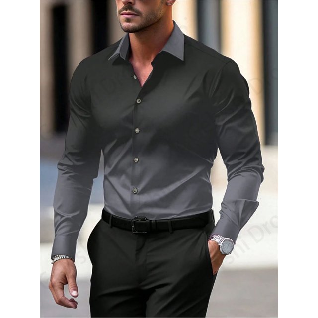Camisas hawaianas de manga larga con estampado 3D de colores degradados, camisa de playa para hombre, camisa social informal de moda, blusa con solapa, camisetas cubanas Spot