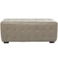 thumbnail image 6 of DecMode Teak Wood Tufted Upholstered Leather Bench, Light Gray, 6 of 7