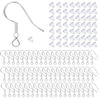 925 Sterling Silver Earring Hooks 150 PCS/75 Pairs,Ear Wires Fish  Hooks,500pcs Hypoallergenic Earring Making kit with Jump Rings and Clear  Silicone