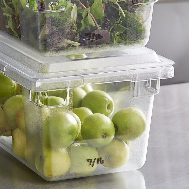 Vigor White Square Polyethylene Food Storage Container and Green Lid Set -  6/Pack