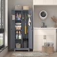 thumbnail image 2 of 65" H Metal Garage Storage Cabinet,Broom Closet Storage Cabinet with Adjust Shelves,Utility Cabinet,Utility Closet for Garage,Gray, 2 of 9