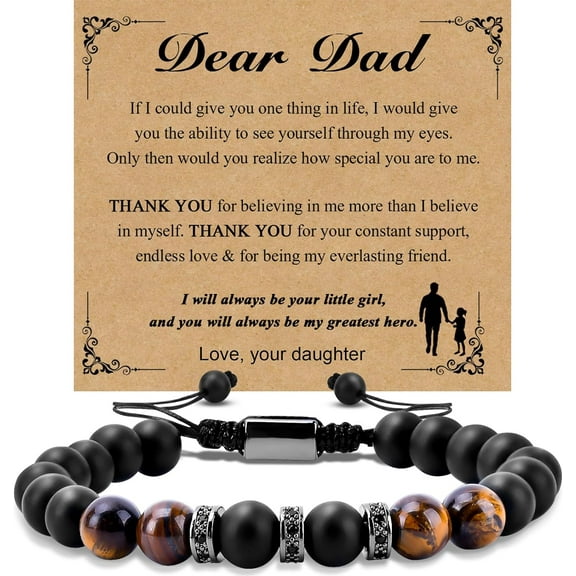 Fathers Day Dad Gifts from Daughter Son Bracelets for Men Mens Gifts Father's Day Birthday Gifts for Men Dad Mens Bracelet Natural Stone for Husband Boys Him Boyfriend