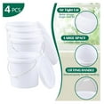 thumbnail image 3 of 4 Gallon Round Plastic Buckets with Lids (4 Pack) - White, Food Grade Pails - Durable All Purpose Storage Containers for Home, Farm, Fishing, Cleaning, 3 of 7
