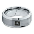thumbnail image 2 of Tungsten Wyoming The Equality State Horse Riding Band Ring 8mm Men Women Comfort Fit Gray Step Bevel Edge Brushed Polished, 2 of 4