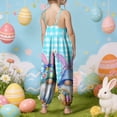 thumbnail image 4 of Staki Toddler Girl Easter Romper Toddler Baby Girl Easter Outfit Bunny Sleeveless Romper Jumpsuit Suspender Overalls Pants 1-10Y(Sky Blue,7-8Years), 4 of 6
