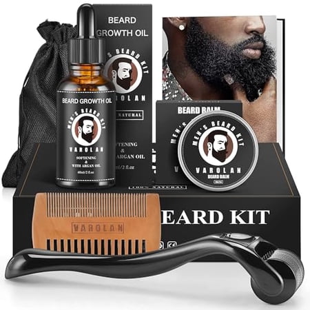 Varolan Beard Gift Kit - Beard Grooming Kit, Beard Oil (2Oz), Beard Balm, Beard Comb, Beard E-book, Storage Bag, Mustache Men's Gifts Set for Boyfriend Husband Fathers Dad Son Him Grandfather