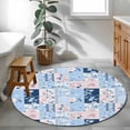 thumbnail image 3 of Round Rugs 4Ft, Blue Pink Floral Round Area Rug Washable Indoor Throw Carpet, Farmhouse Vintage Botanical Soft Non Slip Circle Rug for Kitchen Nursery Room Home Decor Aesthetic, 3 of 8
