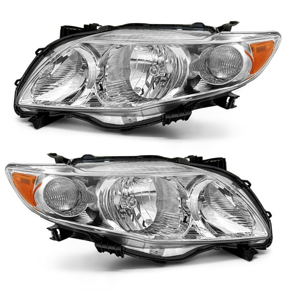 TopAutoGear Headlight Assembly Compatible with 2009 2010 Toyota Corolla Headlamp Replacement Chrome Housing Clear Lens Driver and Passenger Side