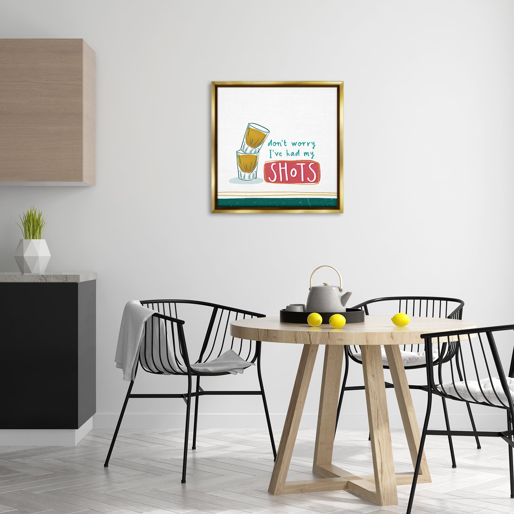 Stupell Industries Alcohol Shots Humor Food & Beverage Painting Gold Floater Framed Canvas Art Print Wall Art, 25 x 25