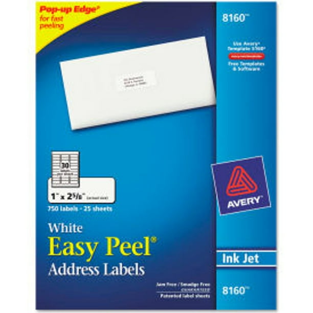 Avery Consumer ProductsAvery Easy Peel Inkjet Address Labels, 1 x 25