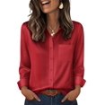 thumbnail image 3 of Zeagoo Womens Satin Blouse Long Sleeve V Neck Shirts Dressy Casual Button Down Business Shirts With Pockets, 3 of 6