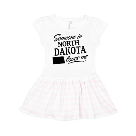 

Inktastic Someone in North Dakota Loves Me Gift Toddler Girl Dress