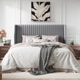 thumbnail image 2 of Amolife King Size Lift Up Hydraulic Storage Bed Frame, Platform Bed with Upholstered Wingback Headboard with Vertical Channel Tufting, Gray, 2 of 9