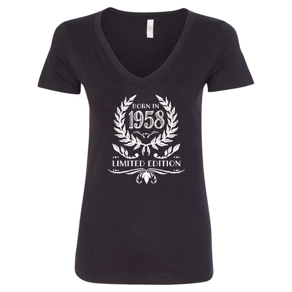Inktastic Born in 1958 Limited Edition Women's V-Neck T-Shirt