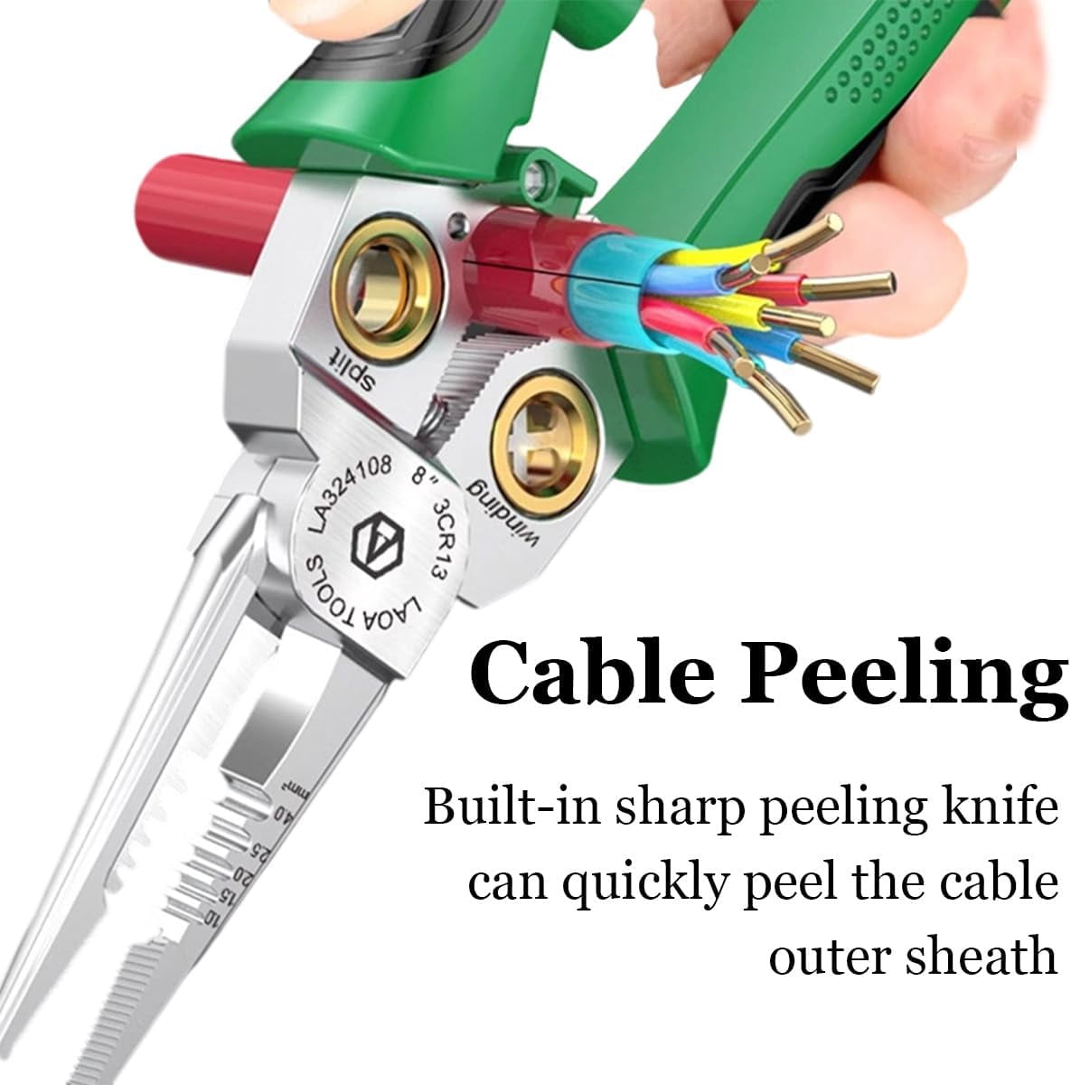 Voltmaster 8-In-1 Tool, Outdoorfun 8 In 1 Wire Stripper With Voltage Tester, 8-In-1 Heavy Duty Wire Stripper Pliers for Cutting and Pulling Wires Cable Scissors, Voltage Tester Pliers