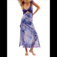 thumbnail image 1 of Vestidos Largos de Verano Y2K con Encaje, Retazos, , Estampado Floral, Escote Corazón, Espalda Descubierta y Abertura para Mujer Púrpura L, 1 of 5