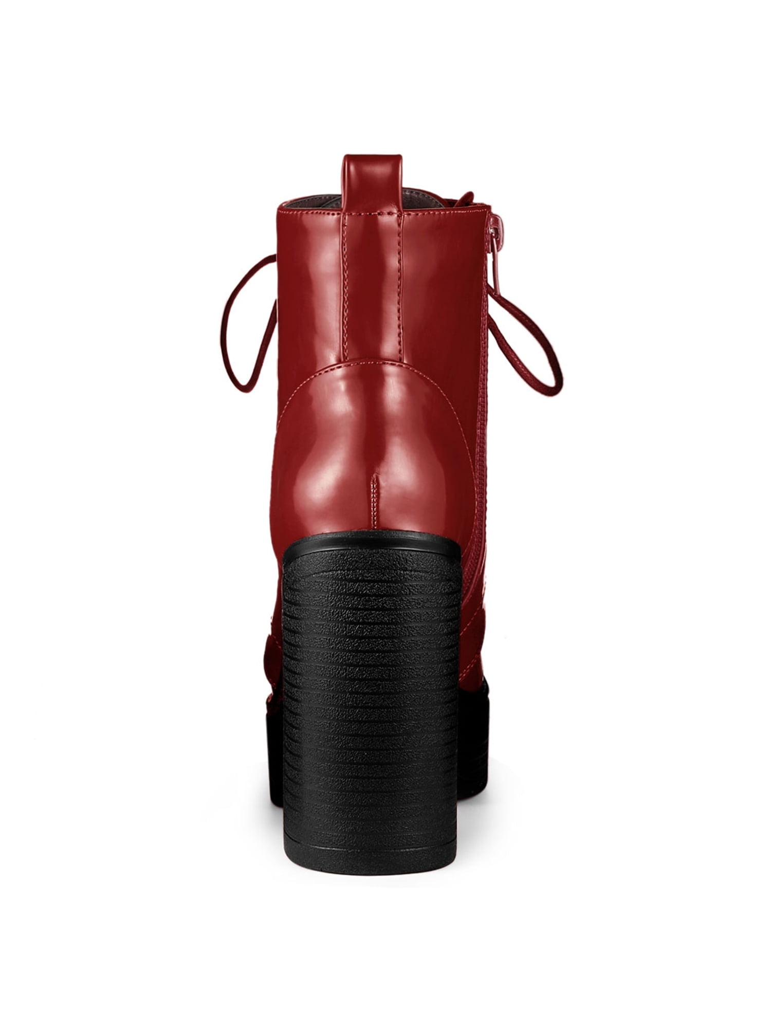 DARING DIVA Women's Zip Platform Block Heel Combat Boots Red 9