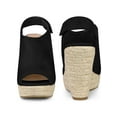 thumbnail image 5 of BLISSFUL STEP Women's Fashion Espadrille High Heel Open Toe Sandals Black 6, 5 of 6
