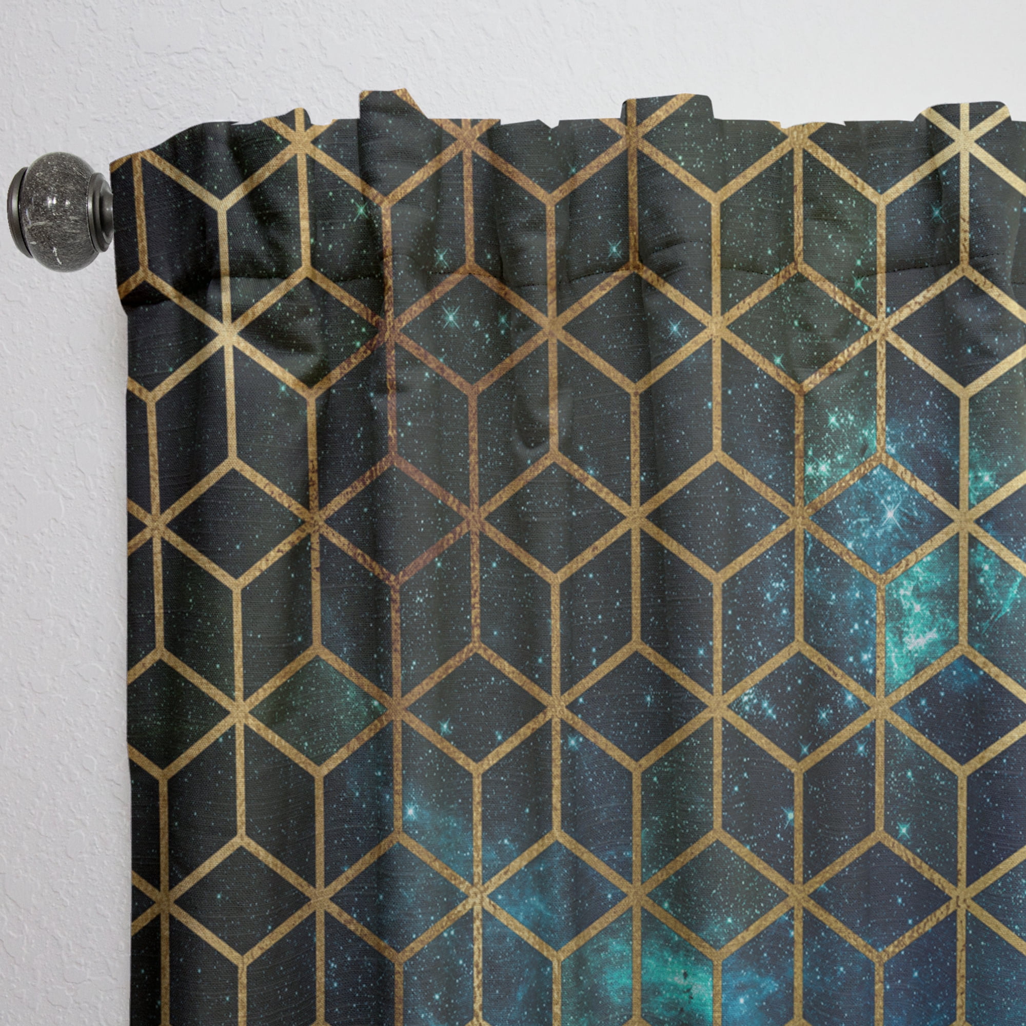 Designart 'Honeycomb Capital Gold XI' Modern & Contemporary Curtain Panel