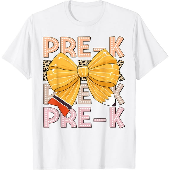 DOPASHIRT Pre-K Back To School Preschool Teacher Pencil Coquette Bow T-Shirt Unisex S-5XL Hot Trending Shirt, Vintage Birthday Gift