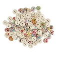 thumbnail image 3 of 100 botones de madera impresos mixtos de 0,6 pulgadas, botones artesanales de bricolaje, botones redondos decorativos para coser manualidades, flores de color de troncos, 100 piezas de 0,6 pulgadas, 3 of 5