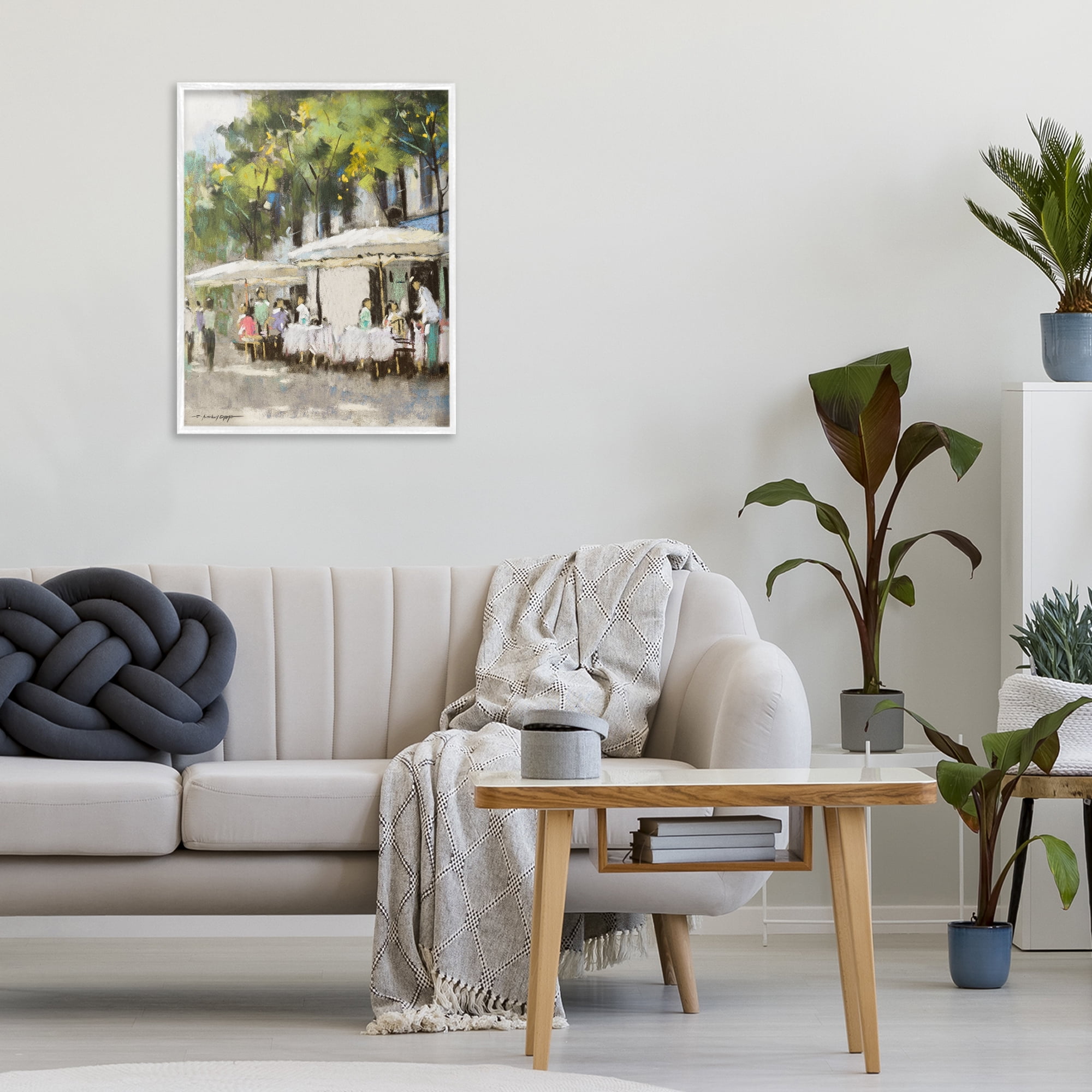 Stupell Industries Sunny Street Cafe Dining White Framed Giclee Art, design by Anthony Orme