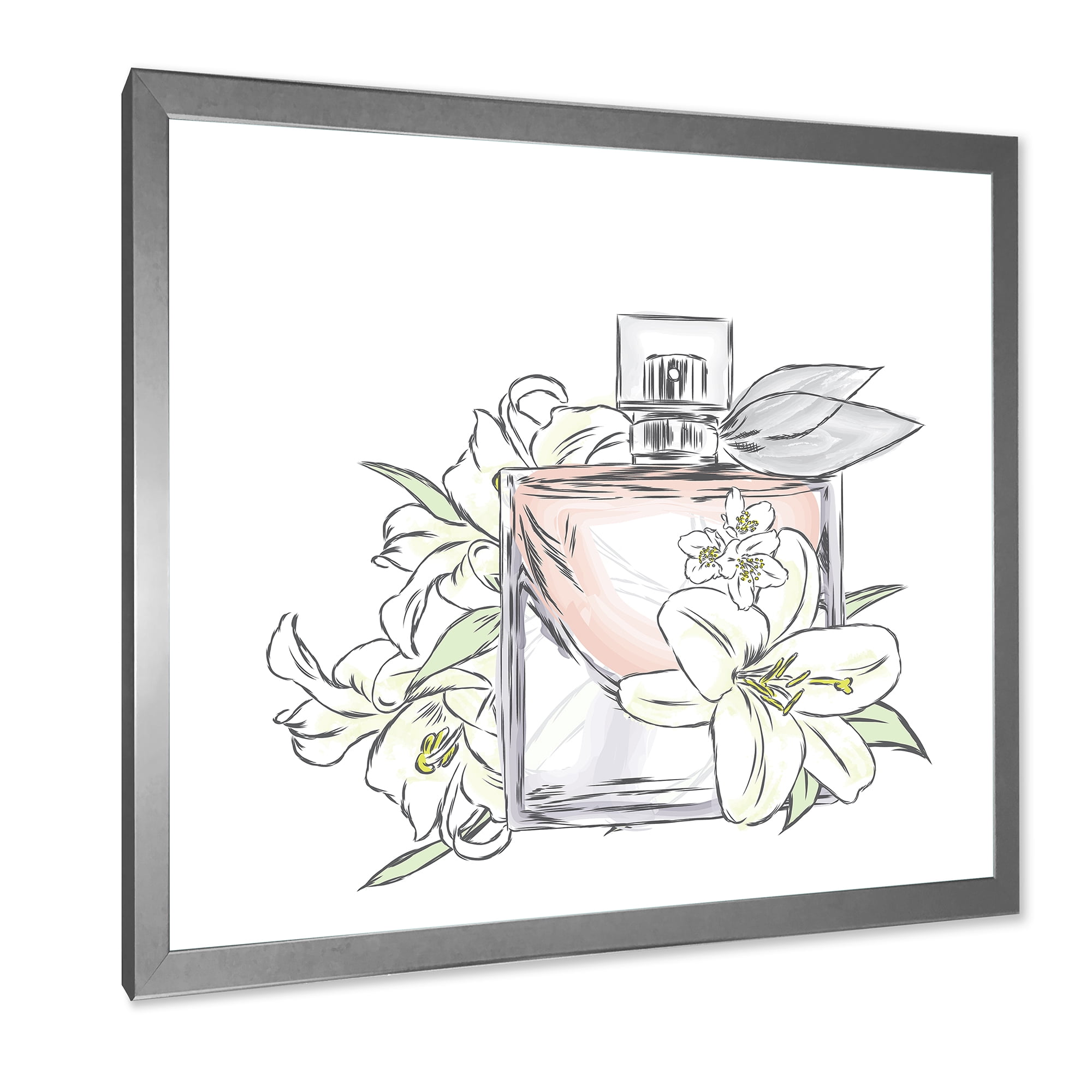 Designart 'Bouquet of Flowers and Perfume Bottle II' Traditional Framed Art Print