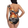 thumbnail image 5 of Cauagu Colorful Plant Tiger Print Women's Sexy One Piece Swimsuits One Shoulder Ruffle Tummy Control Bathing Suit Slimming Swimwear-XX-Large, 5 of 6