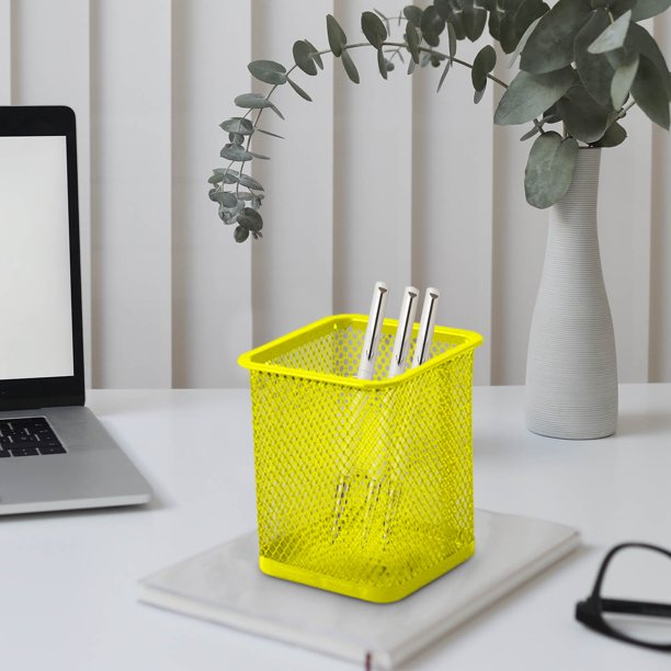 Estuche organizador de malla para lápices de metal, para escritorio, para guardar lápices, para oficina, hogar y útiles escolares.