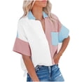 thumbnail image 2 of Aloohaidyvio Tops Plus Size,Fashion Women Causal Button Patchwork Blouse Short Sleeve T-Shirt Summer Tops, 2 of 6